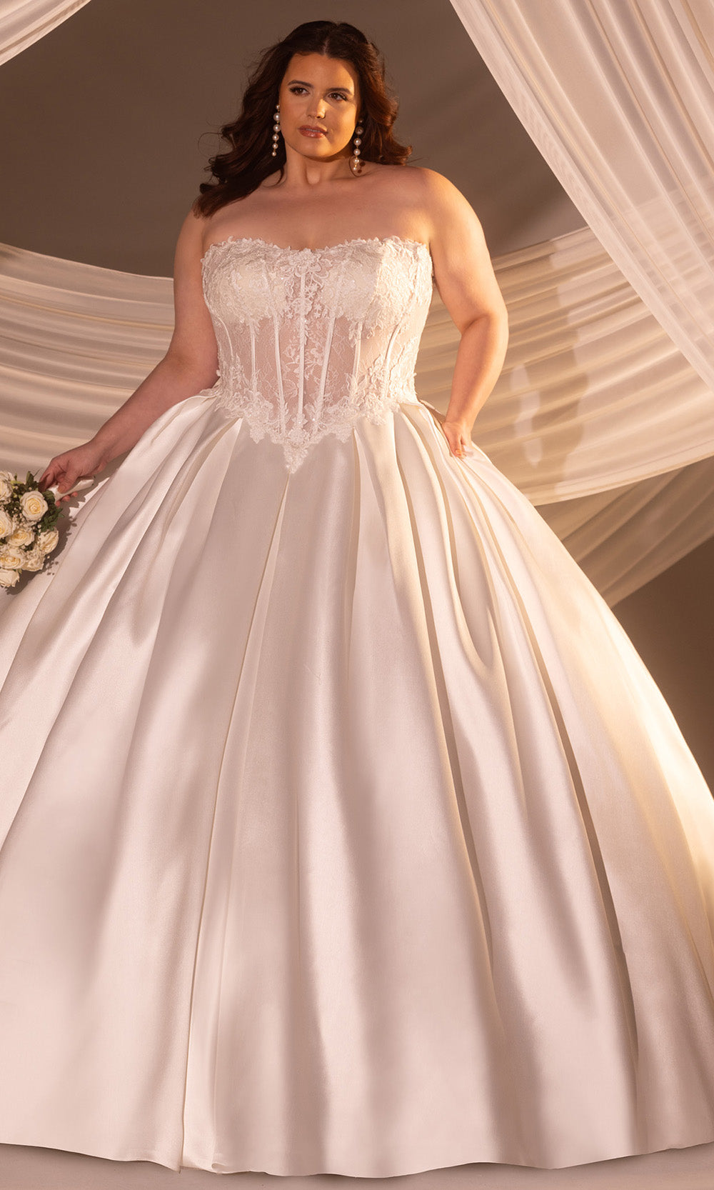 Rachel Allan RB2215 - Embroidered Illusion Corset Bridal Gown Wedding Dresses