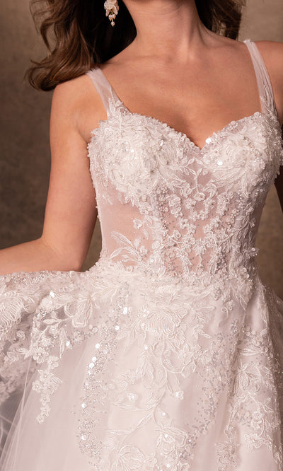Rachel Allan RB2219 - Embroidered Sheer Strap Bridal Gown Wedding Dresses
