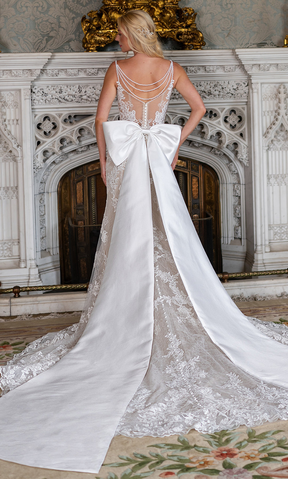 Rachel Allan RB2236 - Fitted Lace Wedding Gown with Bow Back Wedding Dresses