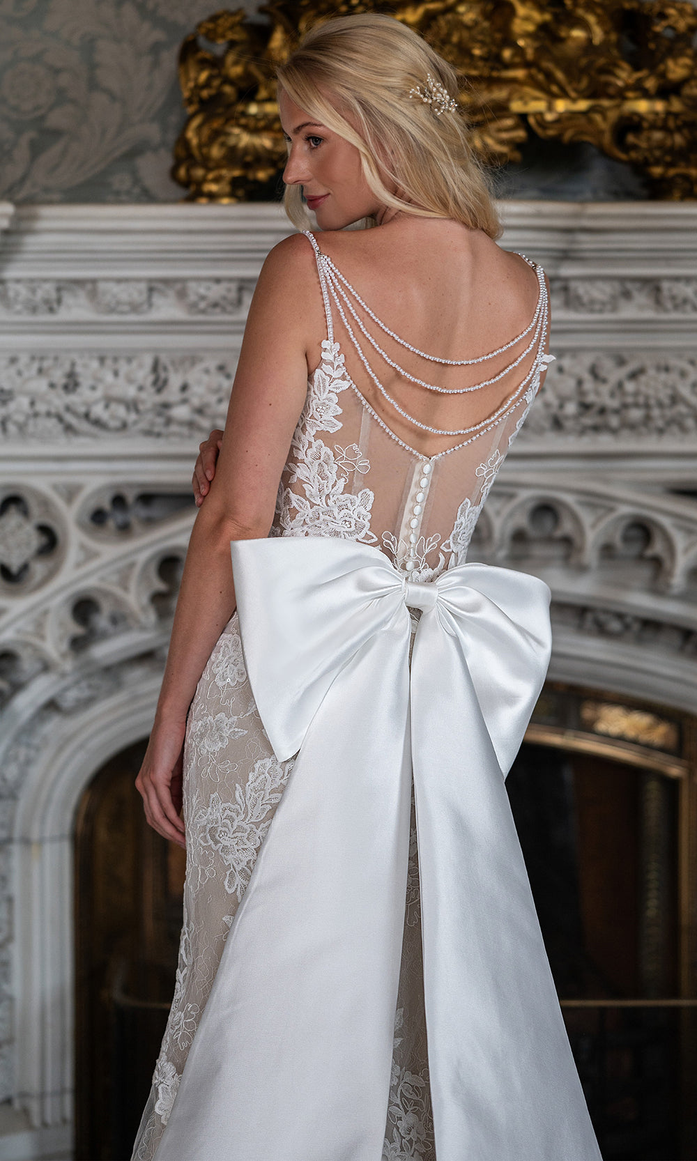 Rachel Allan RB2236 - Fitted Lace Wedding Gown with Bow Back Wedding Dresses