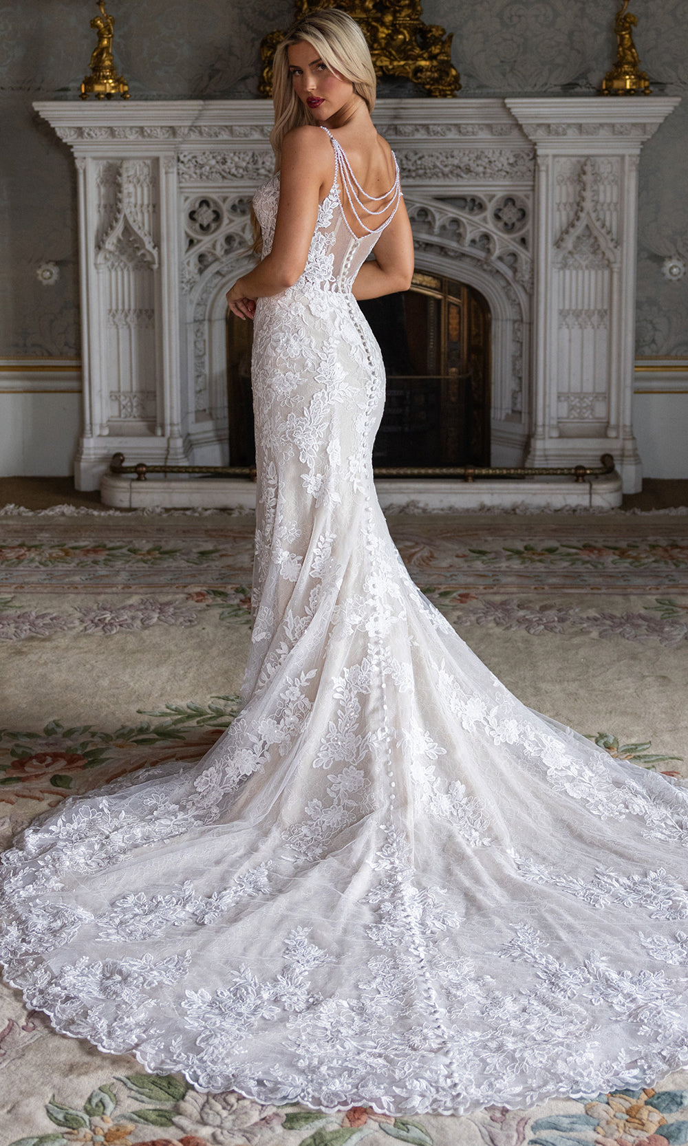 Rachel Allan RB2236 - Fitted Lace Wedding Gown with Bow Back Wedding Dresses