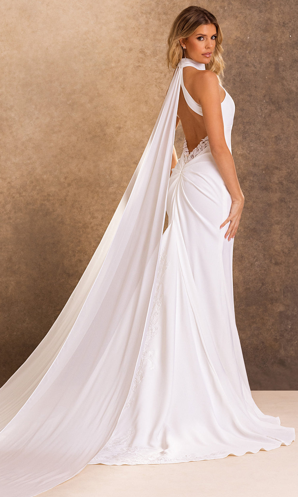 Rachel Allan Bridal RB2246 - Embellished Open Back Sheath Gown Bridal Dresses in White    