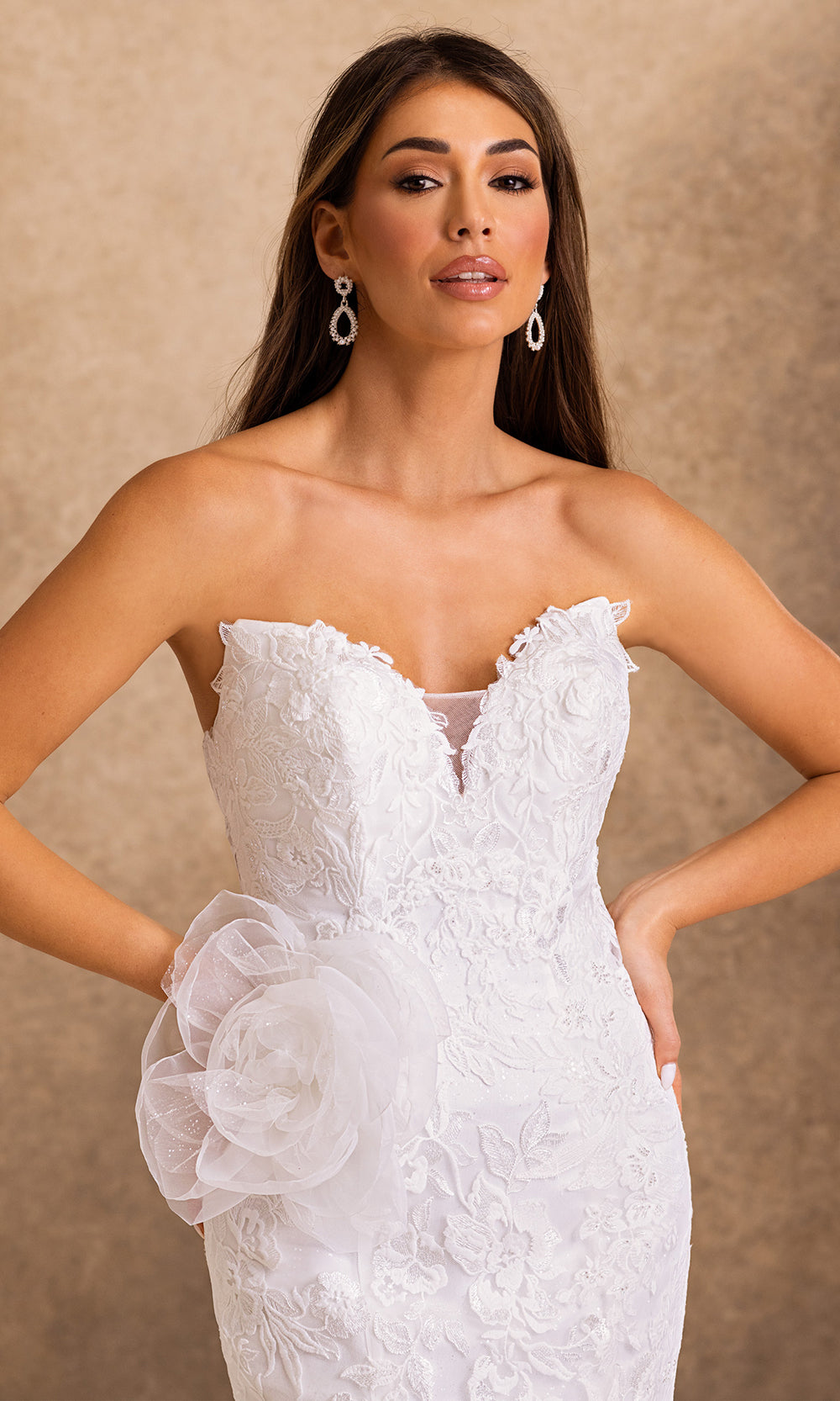 Rachel Allan Bridal RB2248 - Tiered Mermaid Strapless Embroidered Gown Bridal Dresses in White    