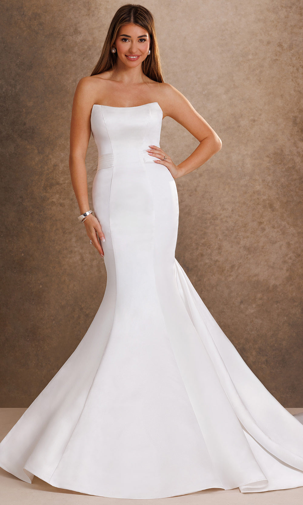 Rachel Allan Bridal RB2249 - Scoop Neckline Mermaid Satin Gown Wedding Dresses in Ivory    