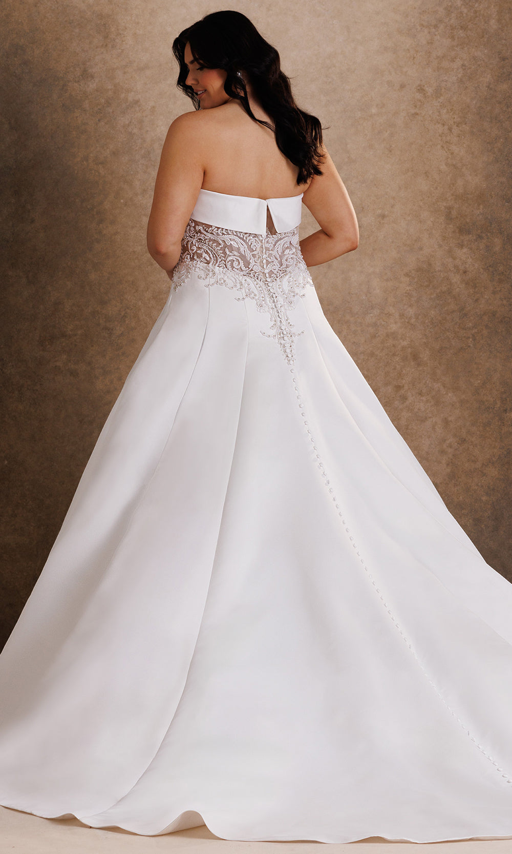 Rachel Allan Bridal RB2250 - Beaded Lace Strapless Matte Satin Gown Bridal Dresses in White    