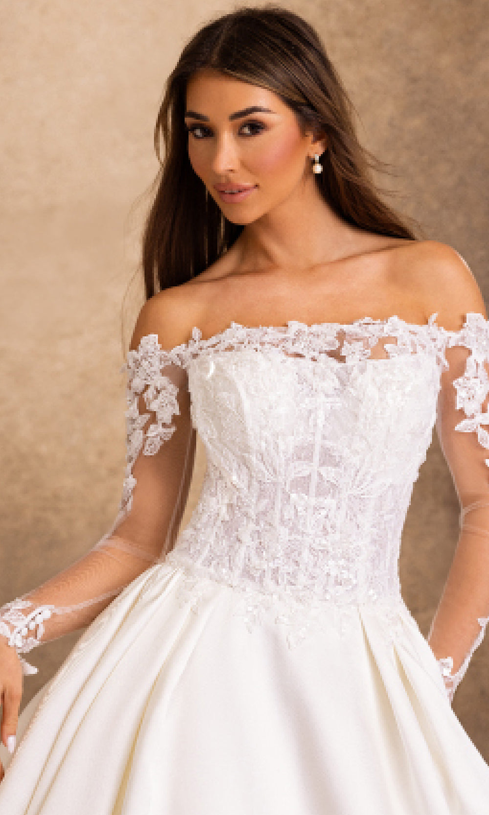 Rachel Allan Bridal RB2256 - Straight Neckline Floral Applique Ballgown Wedding Dresses in Ivory    