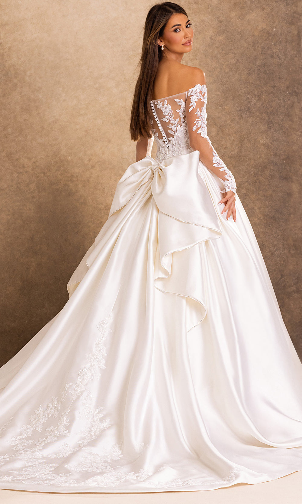 Rachel Allan Bridal RB2256 - Straight Neckline Floral Applique Ballgown Wedding Dresses in Ivory    