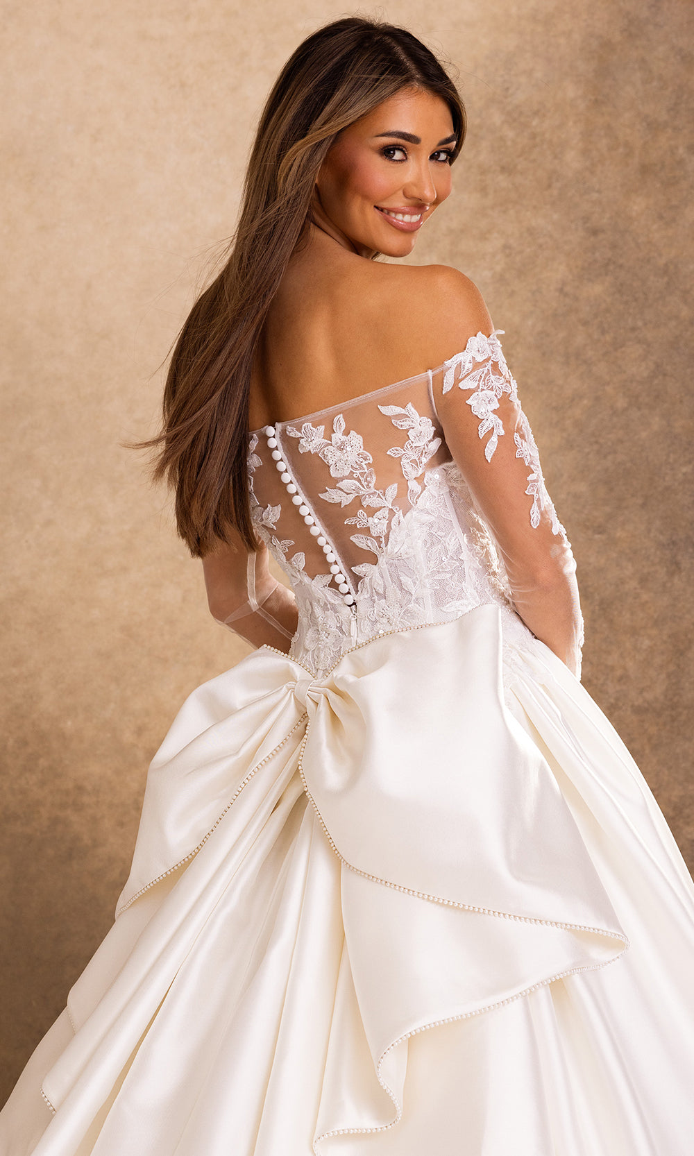 Rachel Allan Bridal RB2256 - Straight Neckline Floral Applique Ballgown Wedding Dresses in Ivory    