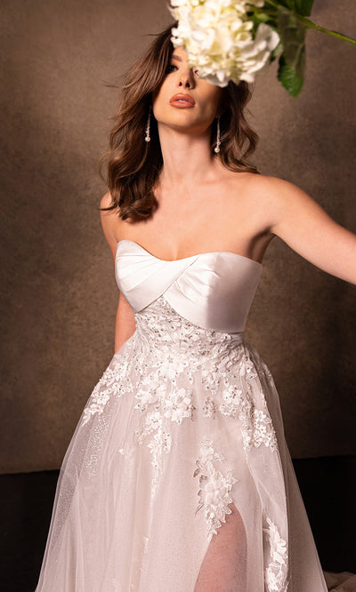 Rachel Allan RB3229 - Semi-Sweetheart Lace Slit Gown Bridal Dresses
