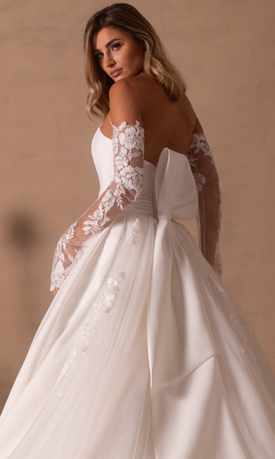 Rachel Allan RB4221 - Pleated Skirt Scoop Neck Bridal Gown Wedding Dresses