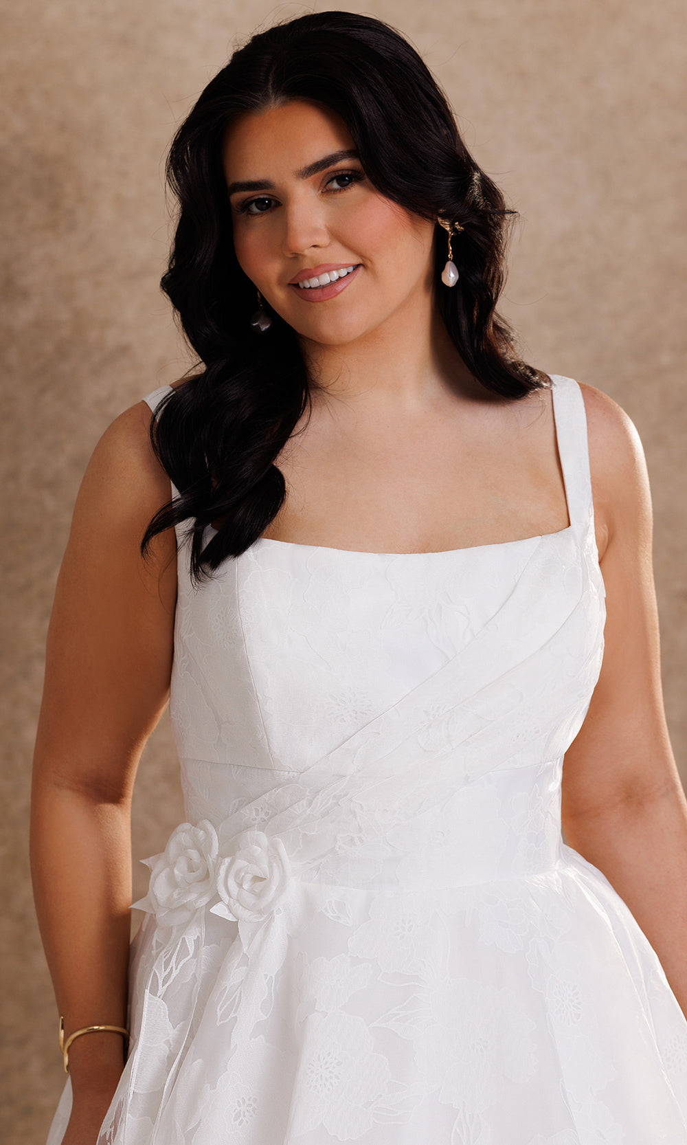 Rachel Allan Bridal RB4245 - Floral Waist Back Button A-Line Gown Wedding Dresses in Ivory    