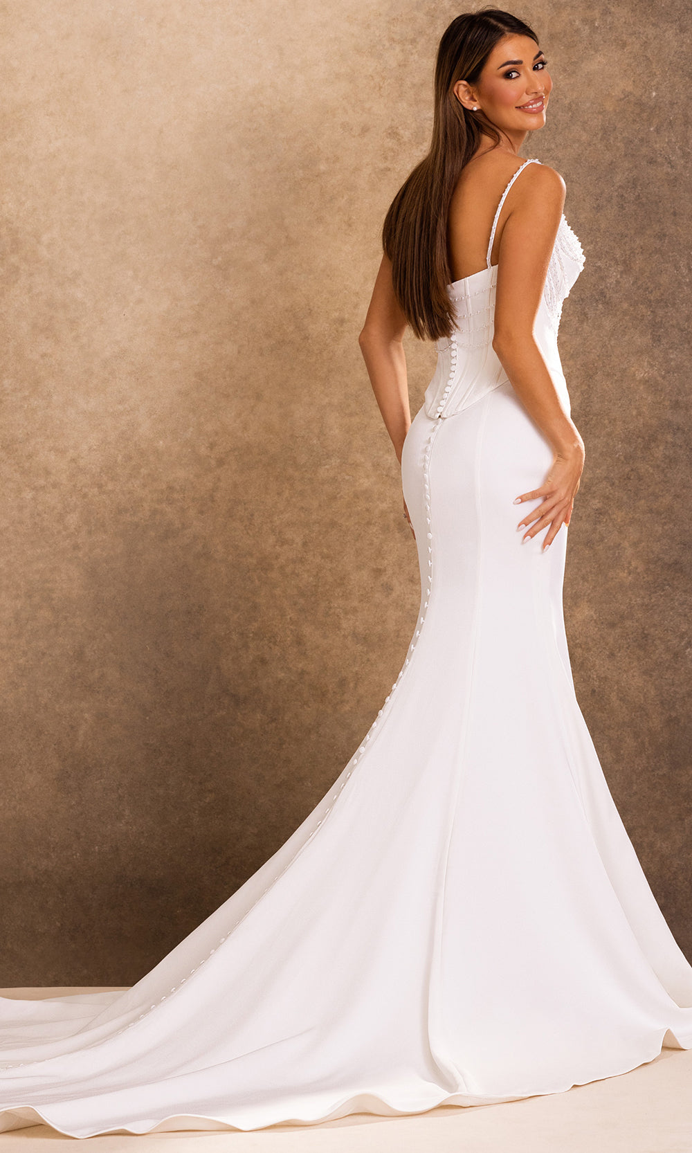 Rachel Allan Bridal RB4246 - Pearl Corset Overskirt Sleeveless Gown Wedding Dresses in Ivory    