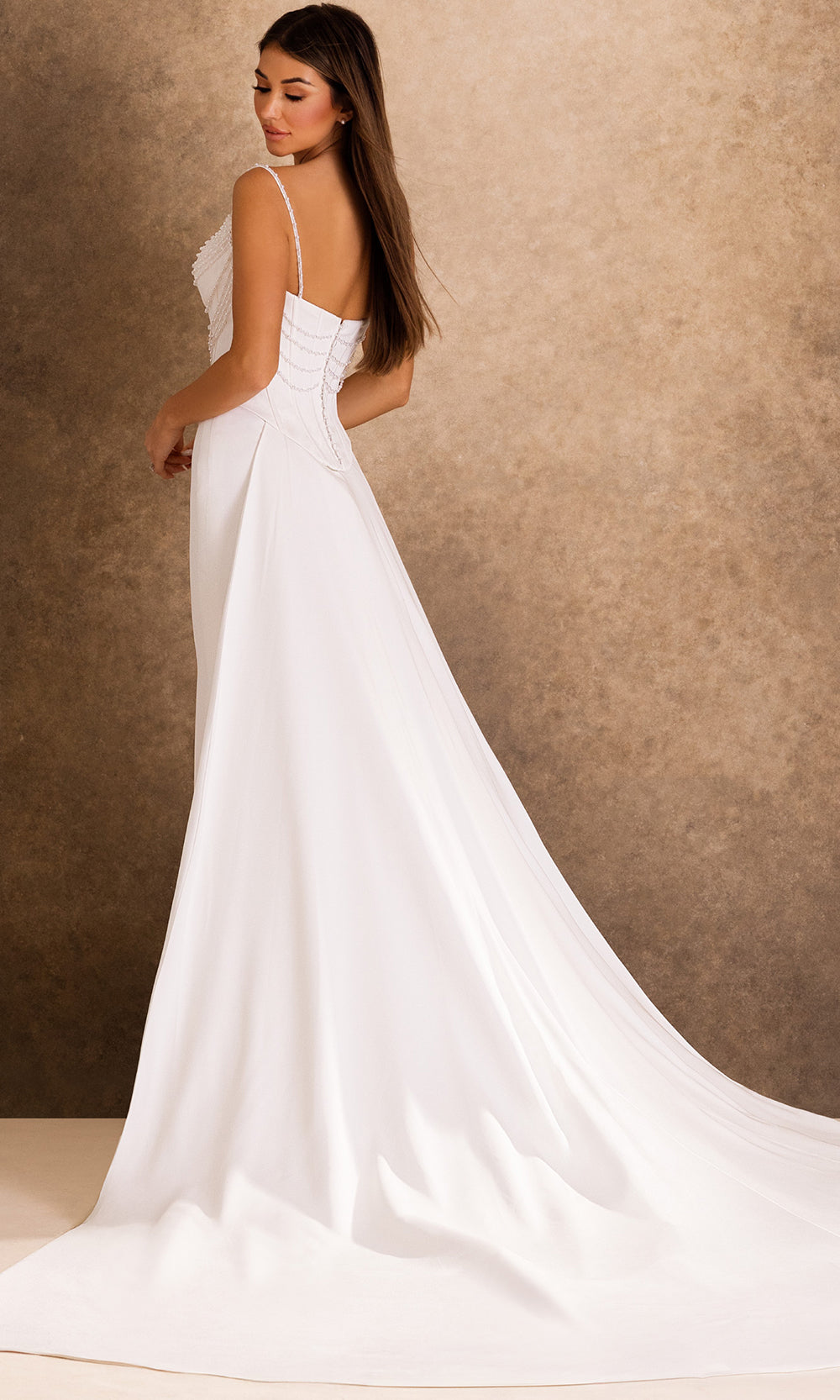 Rachel Allan Bridal RB4246 - Pearl Corset Overskirt Sleeveless Gown Wedding Dresses in Ivory    