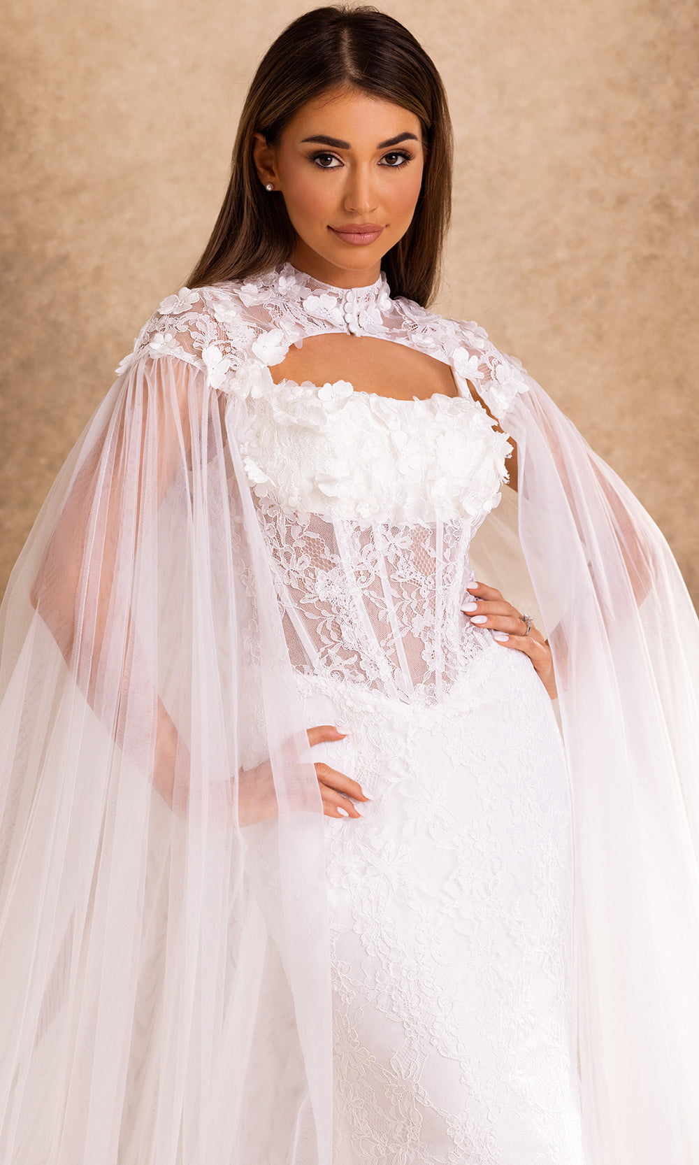 Rachel Allan Bridal RB4253 - Allover Lace Square Sheath Gown Wedding Dresses in Ivory    