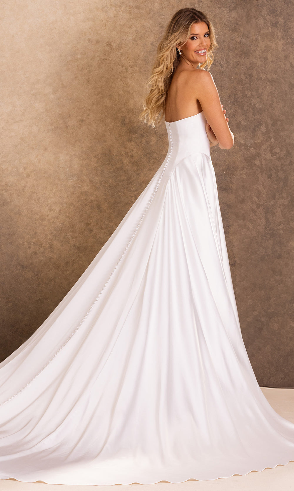 Rachel Allan Bridal RB4256 - Embellished Illusion Sleeve Buttoned Back Gown Wedding Dresses in Ivory    