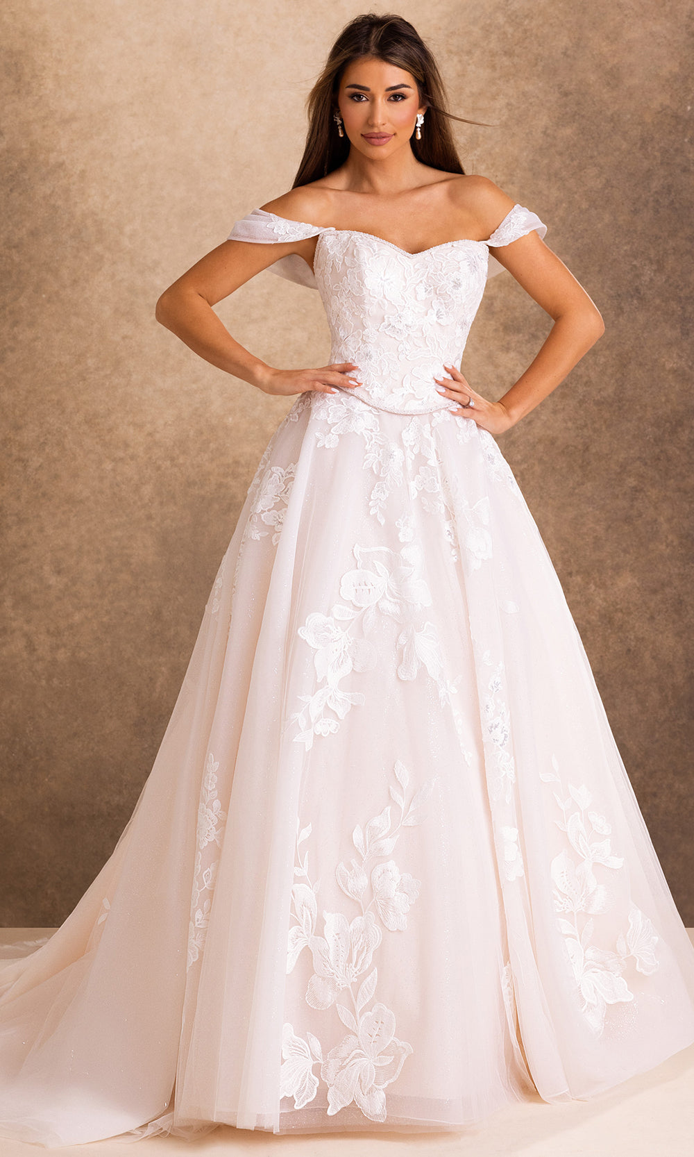 Rachel Allan Bridal RB4259 - Sweetheart Floral Applique Gown with Train Bridal Dresses in White    