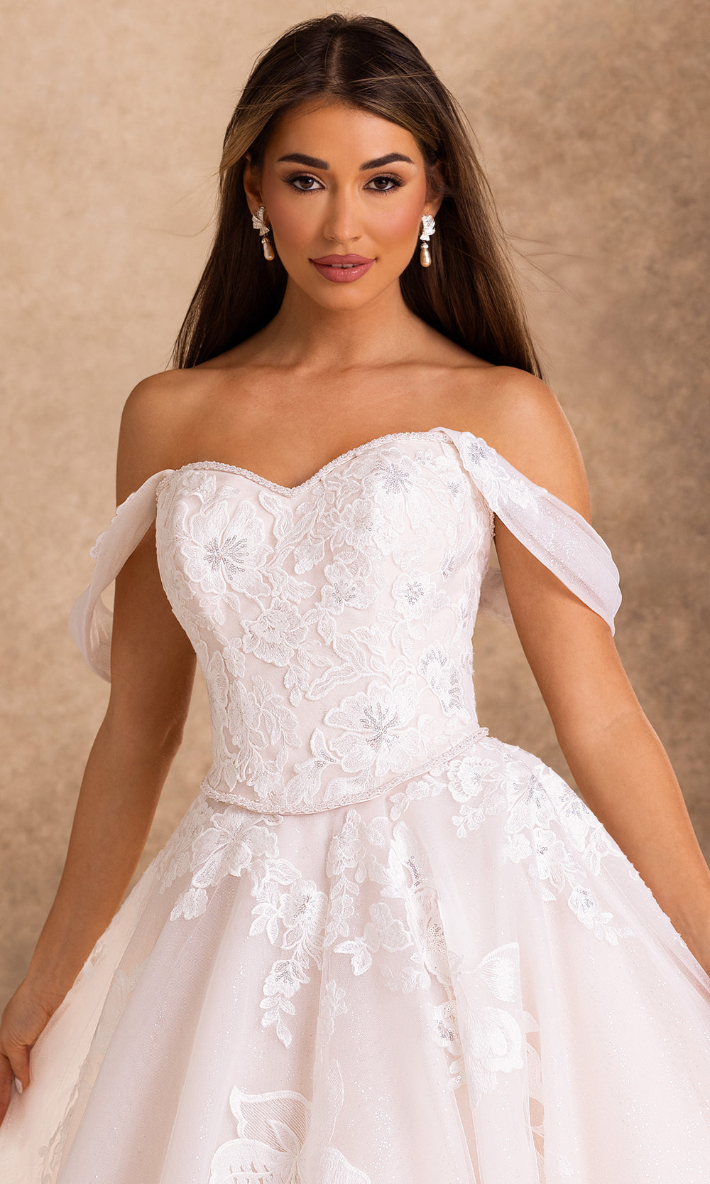 Rachel Allan Bridal RB4259 - Sweetheart Floral Applique Gown with Train Bridal Dresses in White    