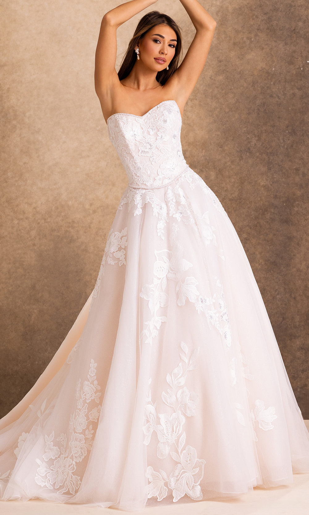 Rachel Allan Bridal RB4259 - Sweetheart Floral Applique Gown with Train Bridal Dresses in White    