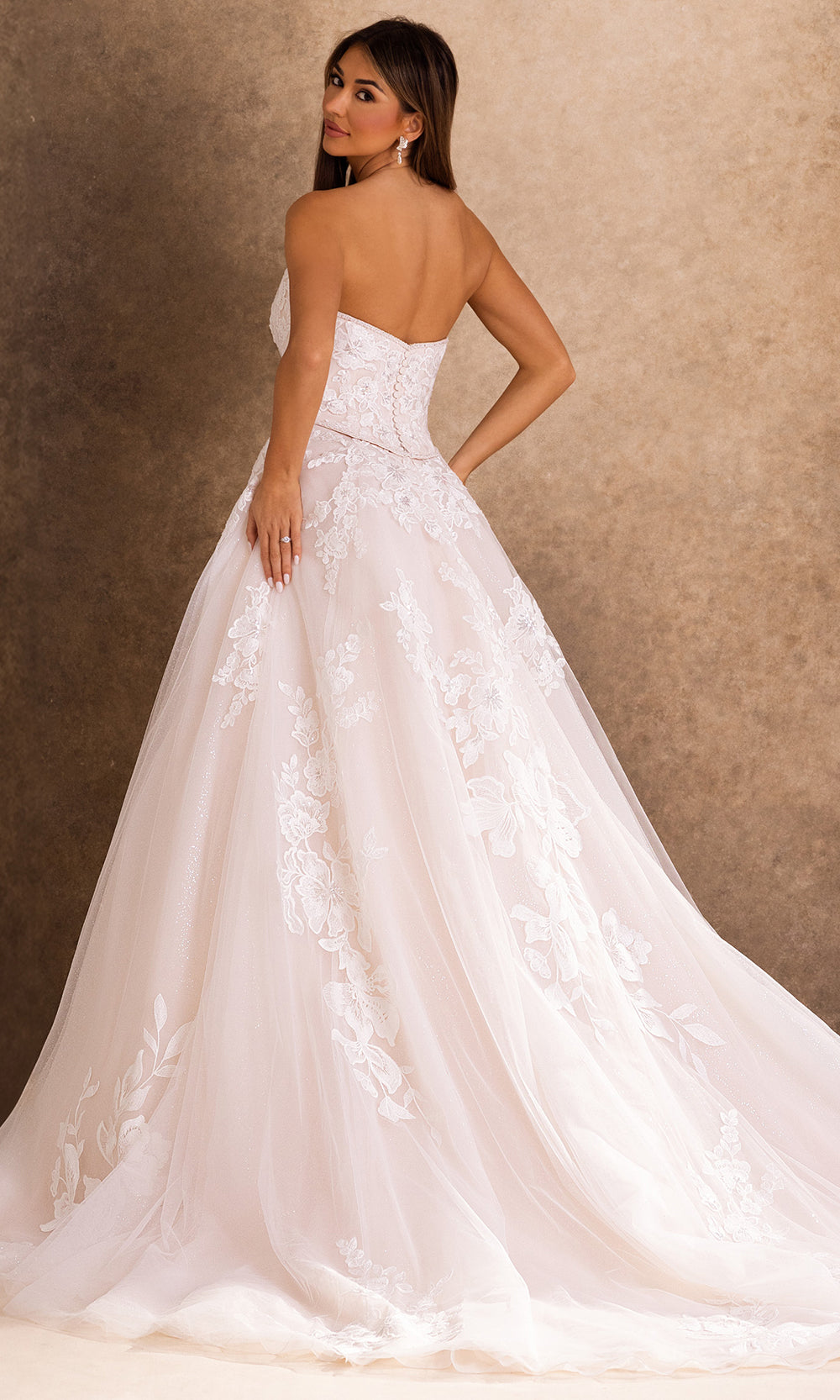 Rachel Allan Bridal RB4259 - Sweetheart Floral Applique Gown with Train Bridal Dresses in White    