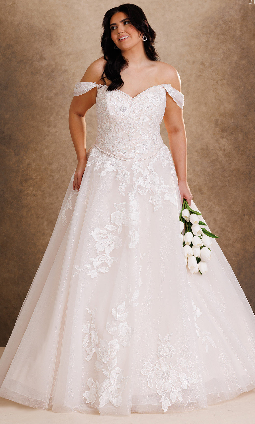 Rachel Allan Bridal RB4259 - Sweetheart Floral Applique Gown with Train Bridal Dresses in White    
