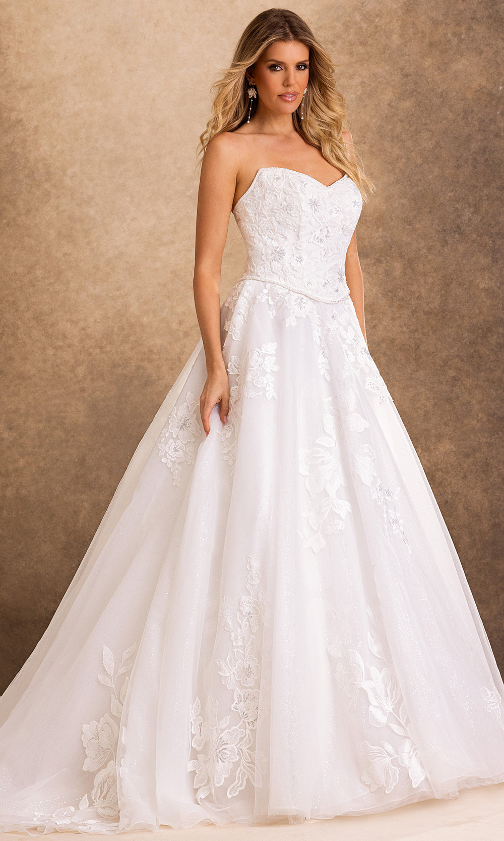Rachel Allan Bridal RB4259 - Sweetheart Floral Applique Gown with Train Bridal Dresses in White    
