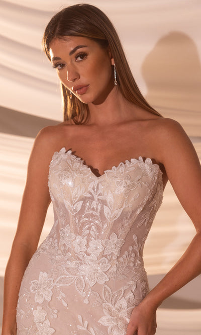 Rachel Allan RB5101 - Strapless Wedding Gown with Sheer Cape Wedding Dresses