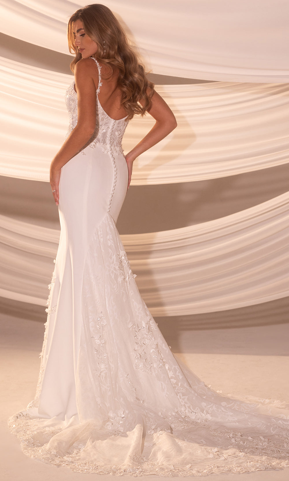 Rachel Allan RB5102 - Scoop Back Floral Lace Gown Wedding Dresses