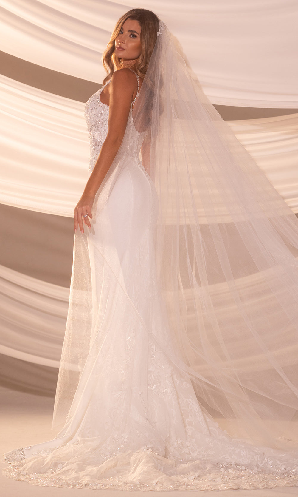 Rachel Allan RB5102 - Scoop Back Floral Lace Gown Wedding Dresses