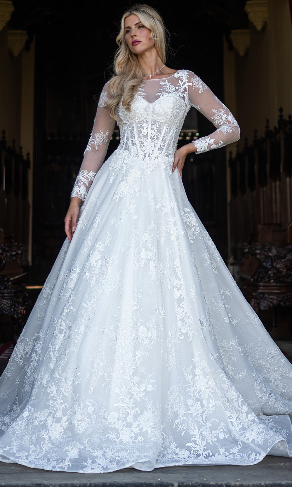 Rachel Allan RB5132 - Illusion Lace Bridal Gown Wedding Dresses