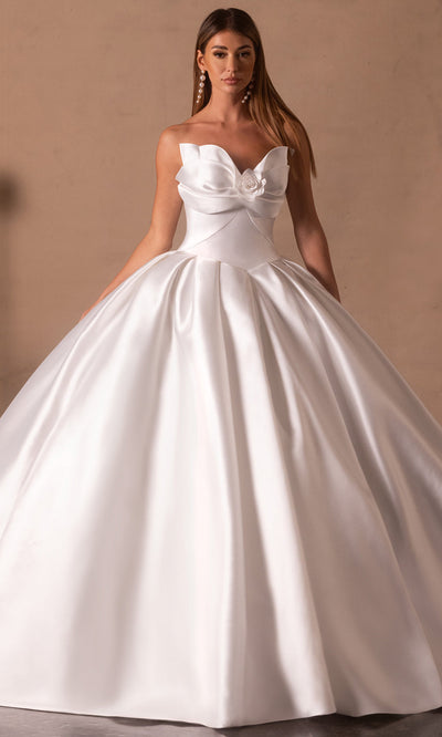 Rachel Allan RB6175 - Strapless Rosette Accent Mikado Gown Bridal Dresses