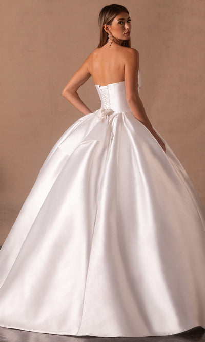 Rachel Allan RB6175 - Strapless Rosette Accent Mikado Gown Bridal Dresses