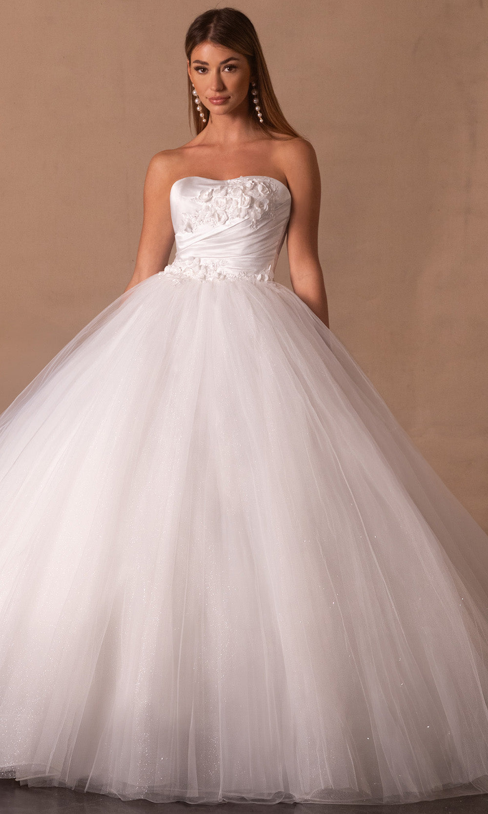 Rachel Allan RB6182 - Floral Appliqued Layered Tulle Gown Wedding Dresses