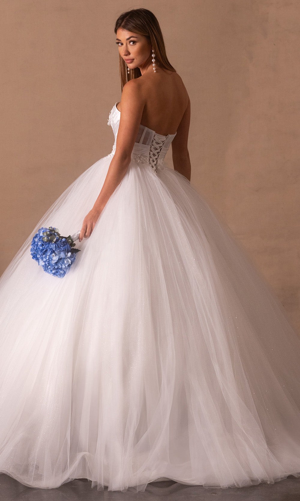 Rachel Allan RB6182 - Floral Appliqued Layered Tulle Gown Wedding Dresses