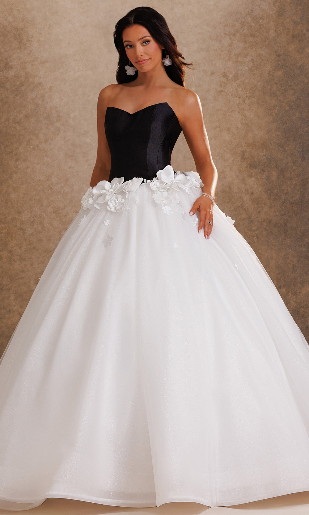 white wedding dresses with black accents Rachel Allan Bridal RB6200 - Long Sweep Length Train Is 60