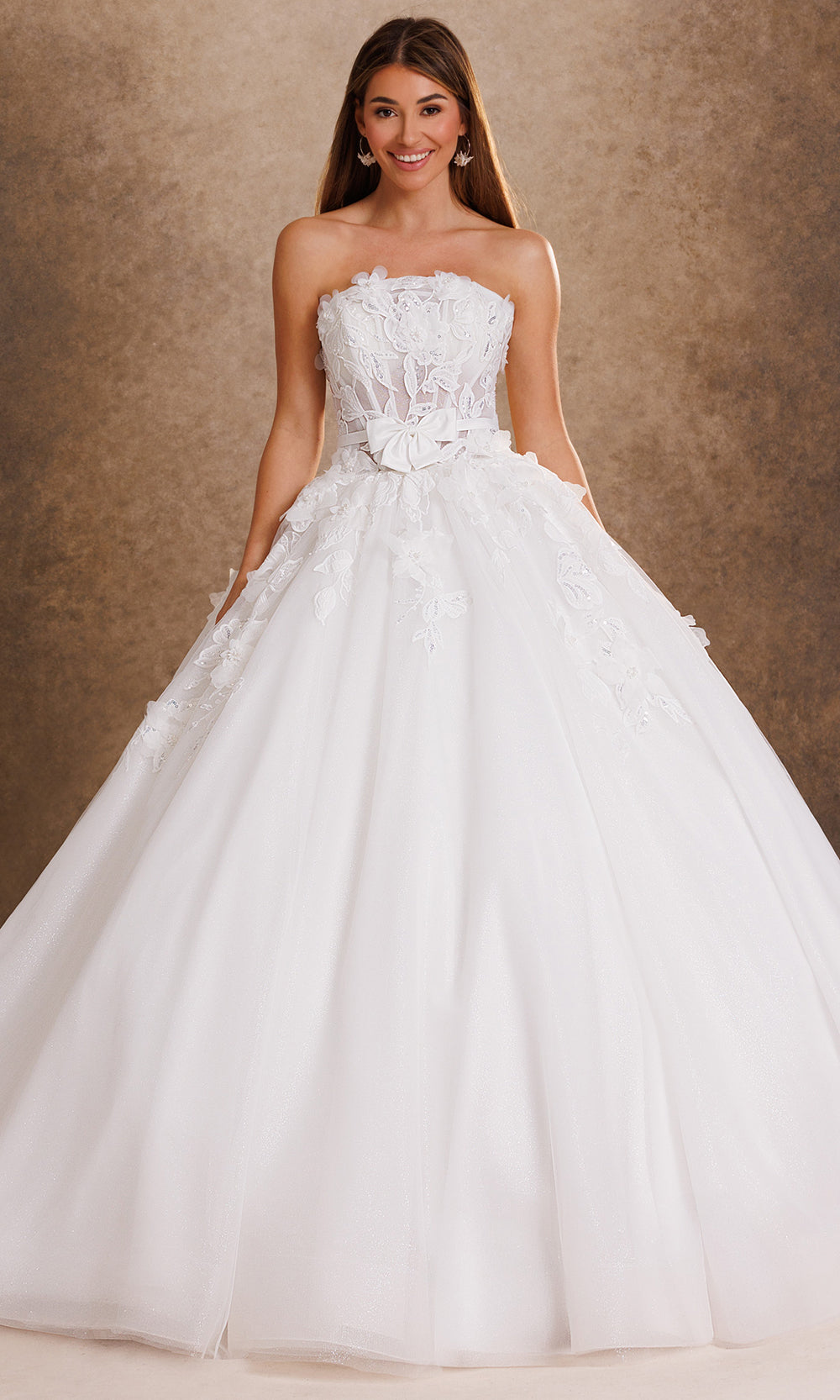 Rachel Allan Bridal RB6205 - Lace-Up Back Embroidered Floral Gown Bridal Dresses in White    