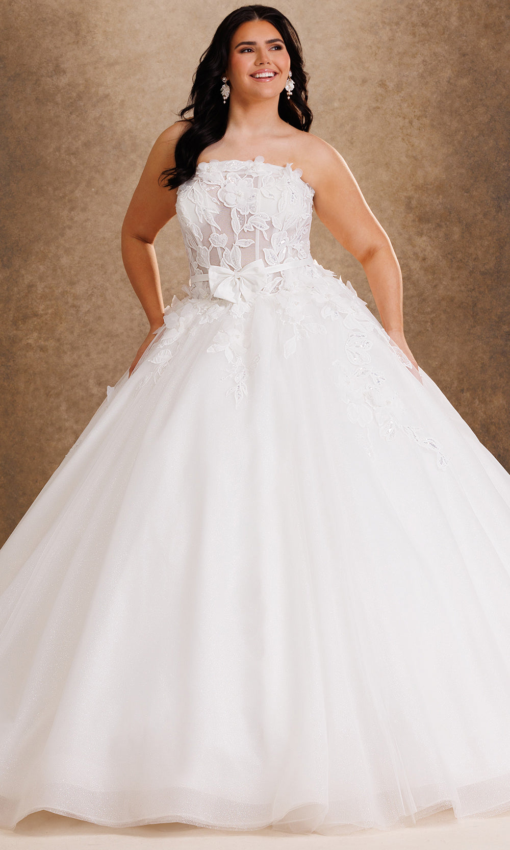 Rachel Allan Bridal RB6205 - Lace-Up Back Embroidered Floral Gown Bridal Dresses in White    