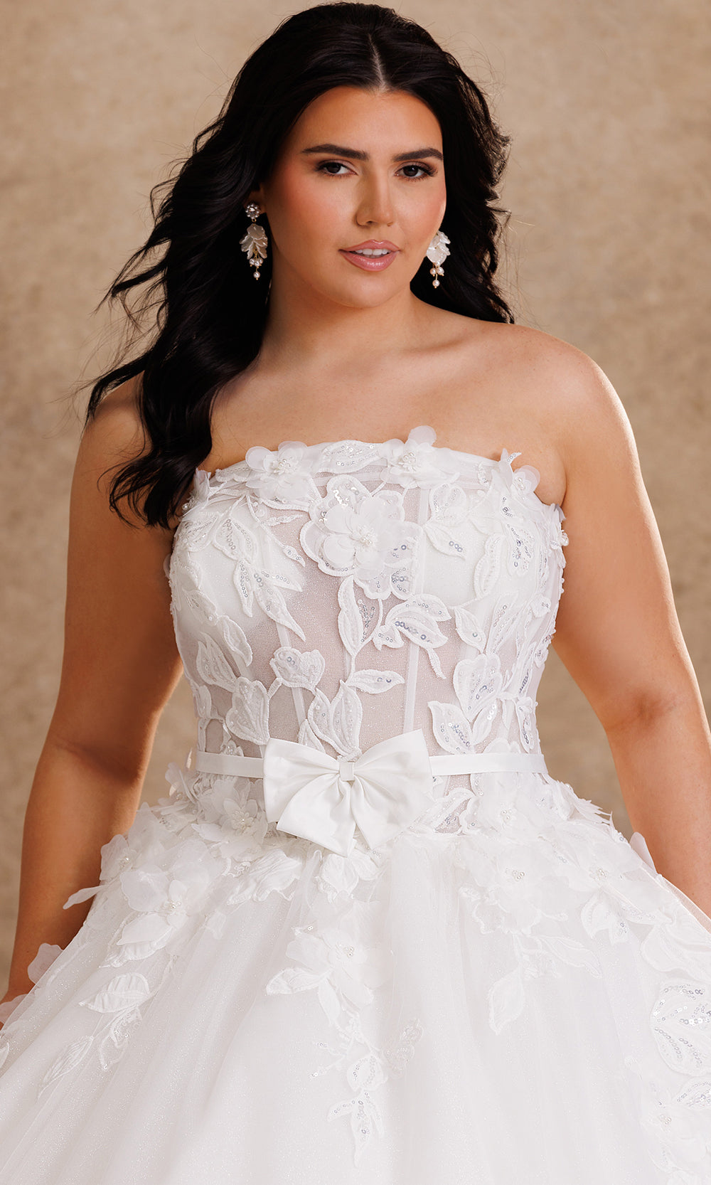 Rachel Allan Bridal RB6205 - Lace-Up Back Embroidered Floral Gown Bridal Dresses in White    