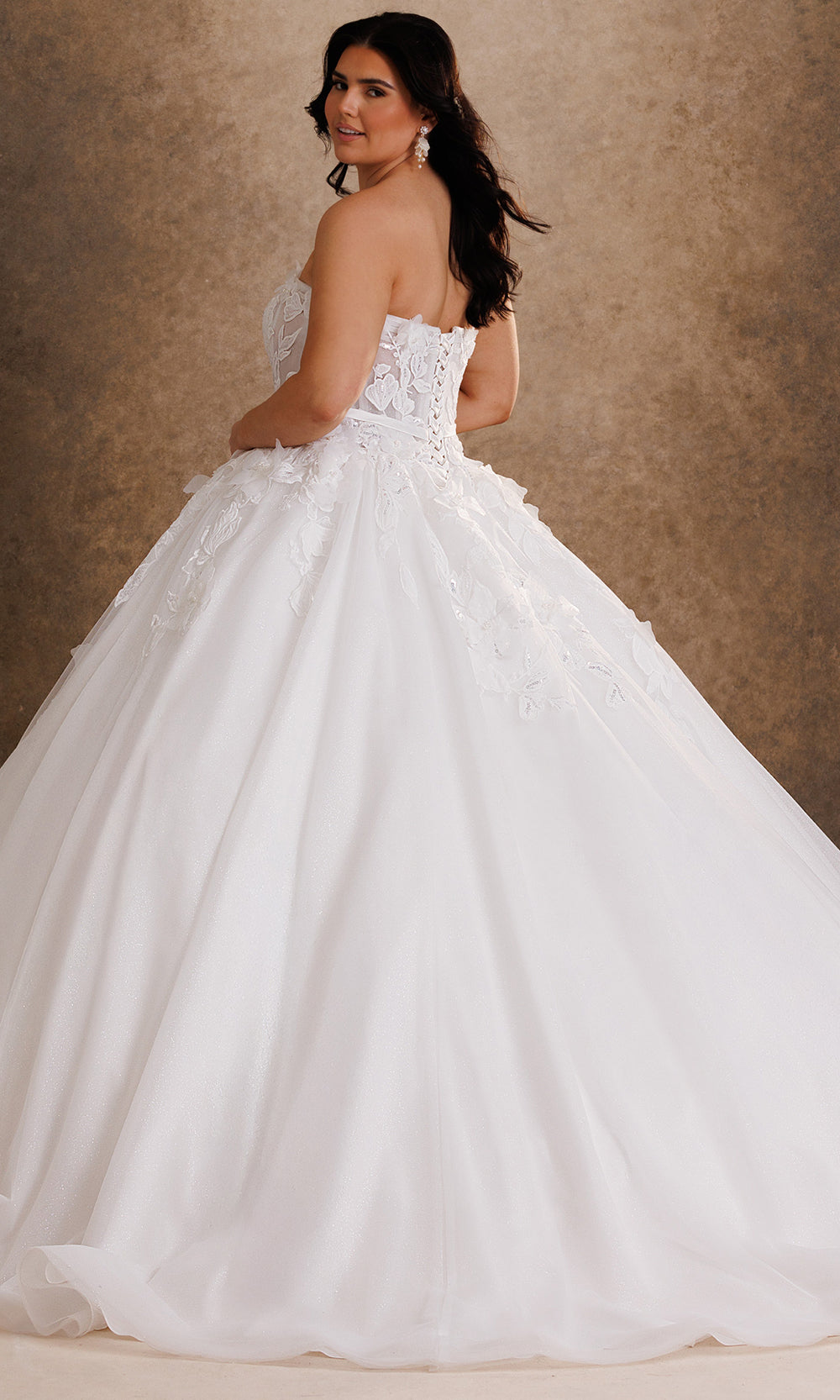 Rachel Allan Bridal RB6205 - Lace-Up Back Embroidered Floral Gown Bridal Dresses in White    