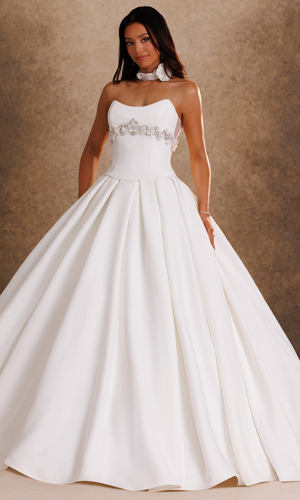 Rachel Allan Bridal RB6208 - Buttoned Back Embellished Pleated Gown Wedding Dresses in Ivory    