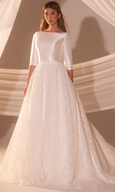 Rachel Allan RB7013 - Glittered Skirt Bateau Bridal Gown Wedding Dresses