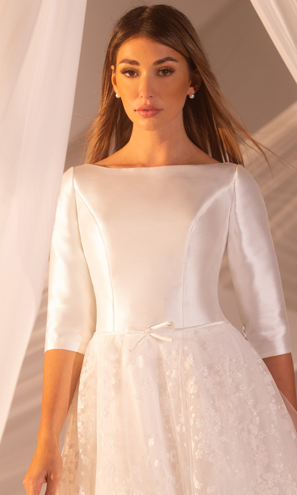 Rachel Allan RB7013 - Glittered Skirt Bateau Bridal Gown Wedding Dresses