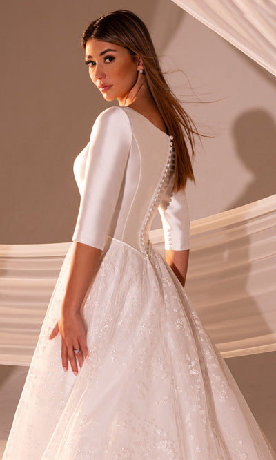 Rachel Allan RB7013 - Glittered Skirt Bateau Bridal Gown Wedding Dresses