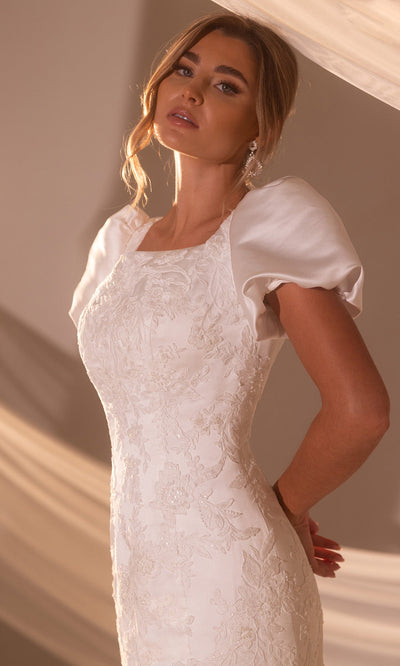 Rachel Allan RB7015 - Embroidered Square Neck Bridal Gown Wedding Dresses