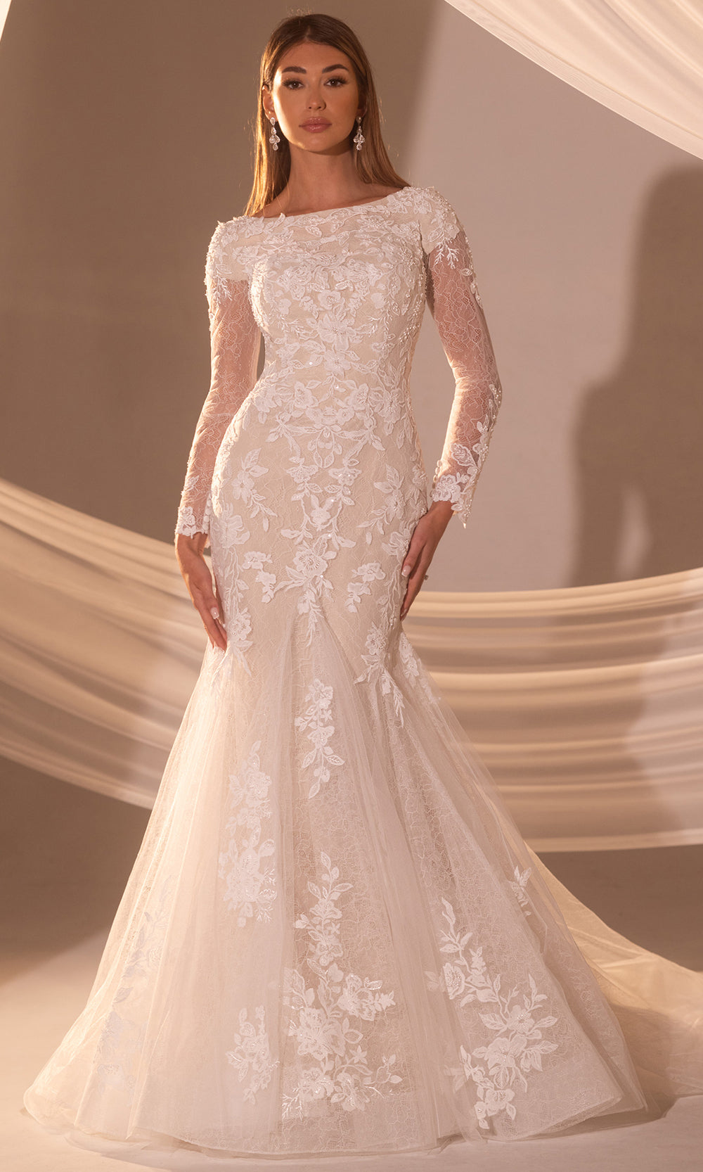 Rachel Allan RB7017 - Bateau Neck Embroidered Wedding Gown Wedding Dresses