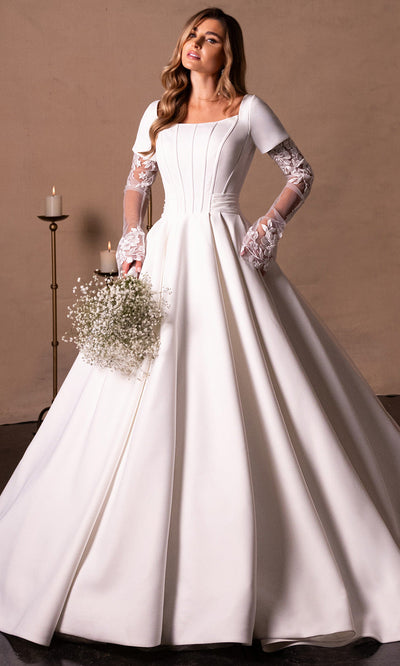 Rachel Allan RB7018 - Scoop Neck Pleated Bridal Ballgown Wedding Dresses