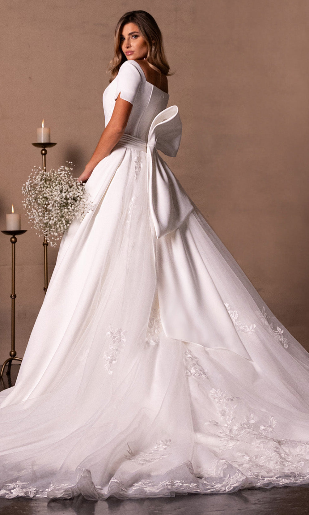 Rachel Allan RB7018 - Scoop Neck Pleated Bridal Ballgown Wedding Dresses