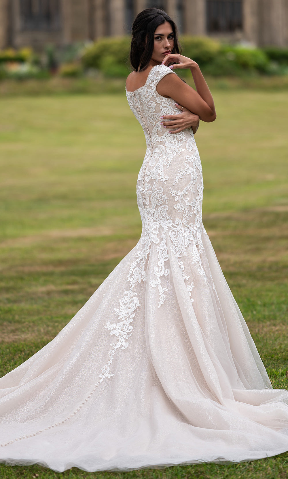 Rachel Allan RB7020 - Scoop Neck Lace Bridal Dress Wedding Dresses in Ivory Nude