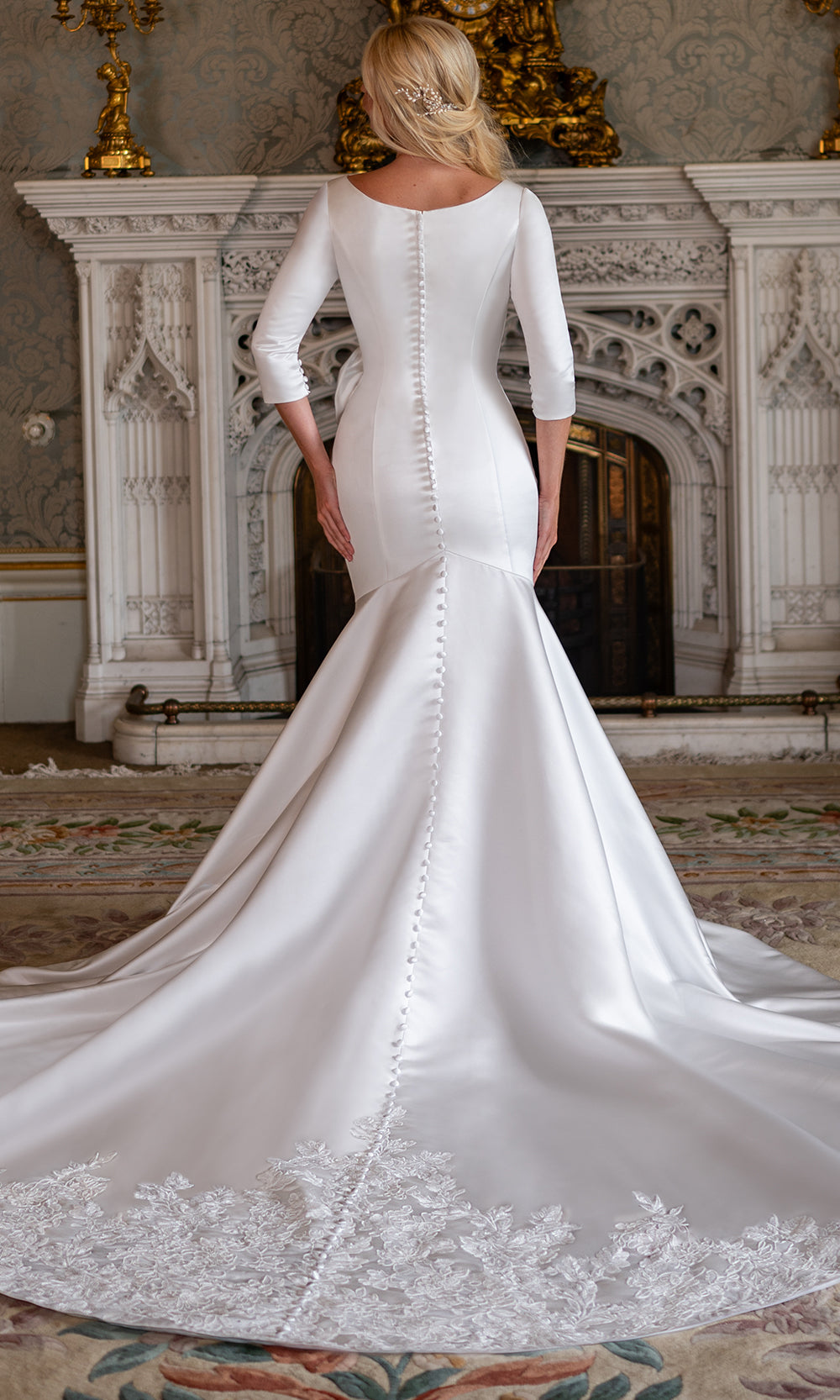 Rachel Allan RB7024 - Structured Mermaid Gown with Floral Accent Bridal Dresses in Ivory