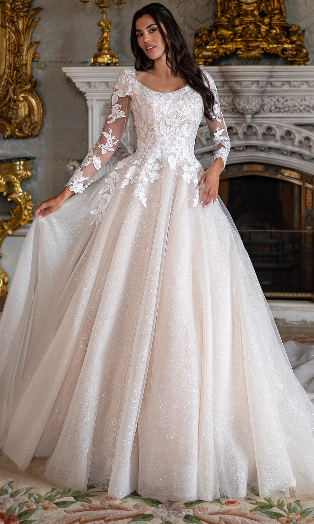 Rachel Allan RB7026 - Romantic Lace Tulle Wedding Dress Bridal Dresses in Champagne