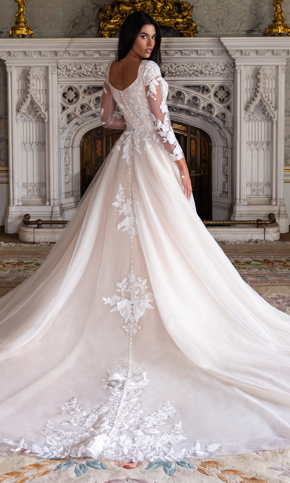 Rachel Allan RB7026 - Romantic Lace Tulle Wedding Dress Bridal Dresses in Champagne